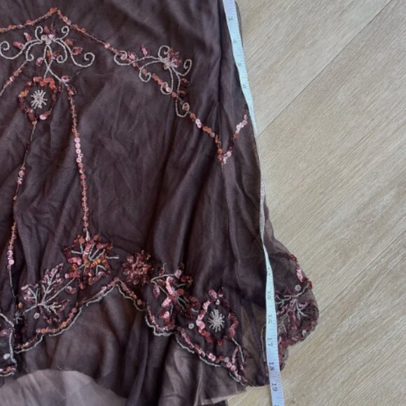 Arden B Brown Beaded Sequin Embroidered Skirt Boho Y2K Fairy Party Size 8 - Picture 5 of 6